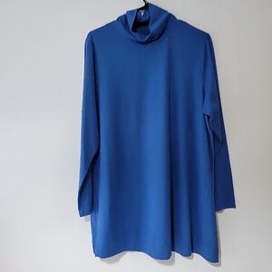 New J.Jill Luxe Supima Turtleneck Tunic Blue Long Sleeve Shirt Size 1X